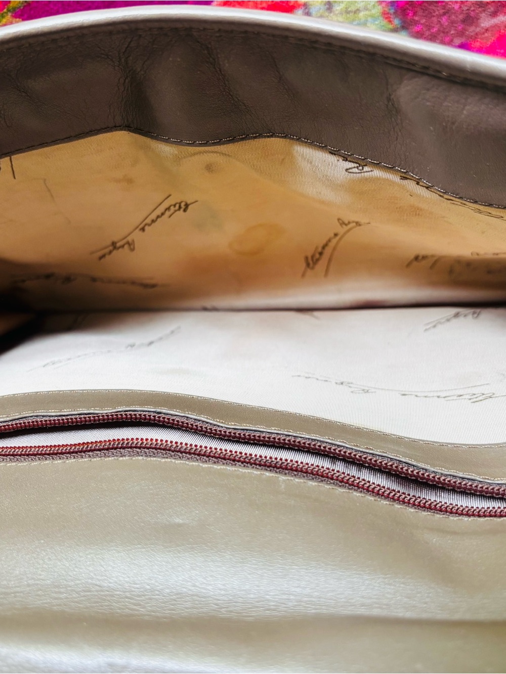 Vintage Etienne Aigner Woven Leather Shoulder bag / Clutch Taupe Envelope Purse - Picture 9 of 13